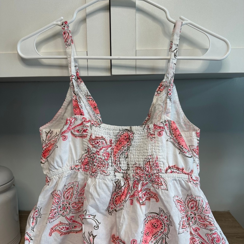 Y2K Paisley BabyDoll Cami Flowy Tank Top Beach Summer Smocked Women's Sz S - Picture 9 of 10